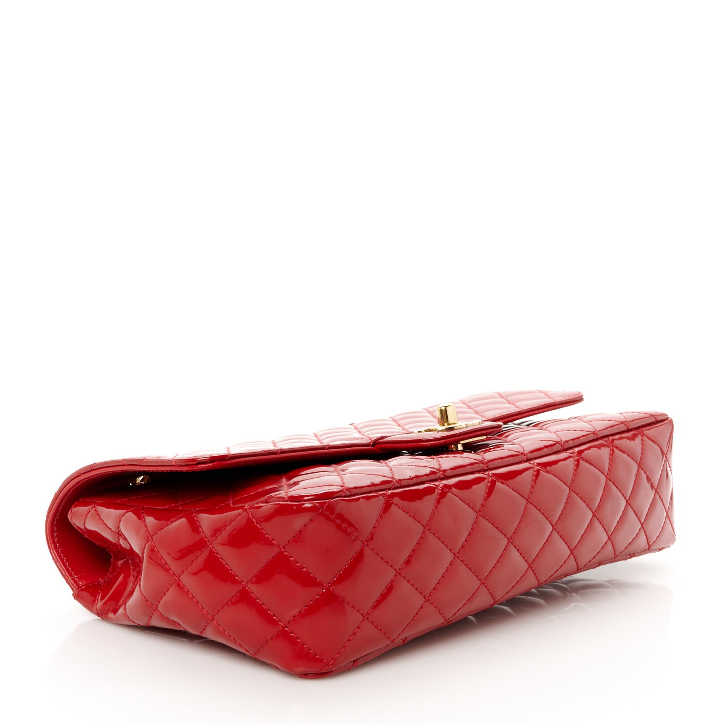 Patent Quilted Medium Single Flap Red