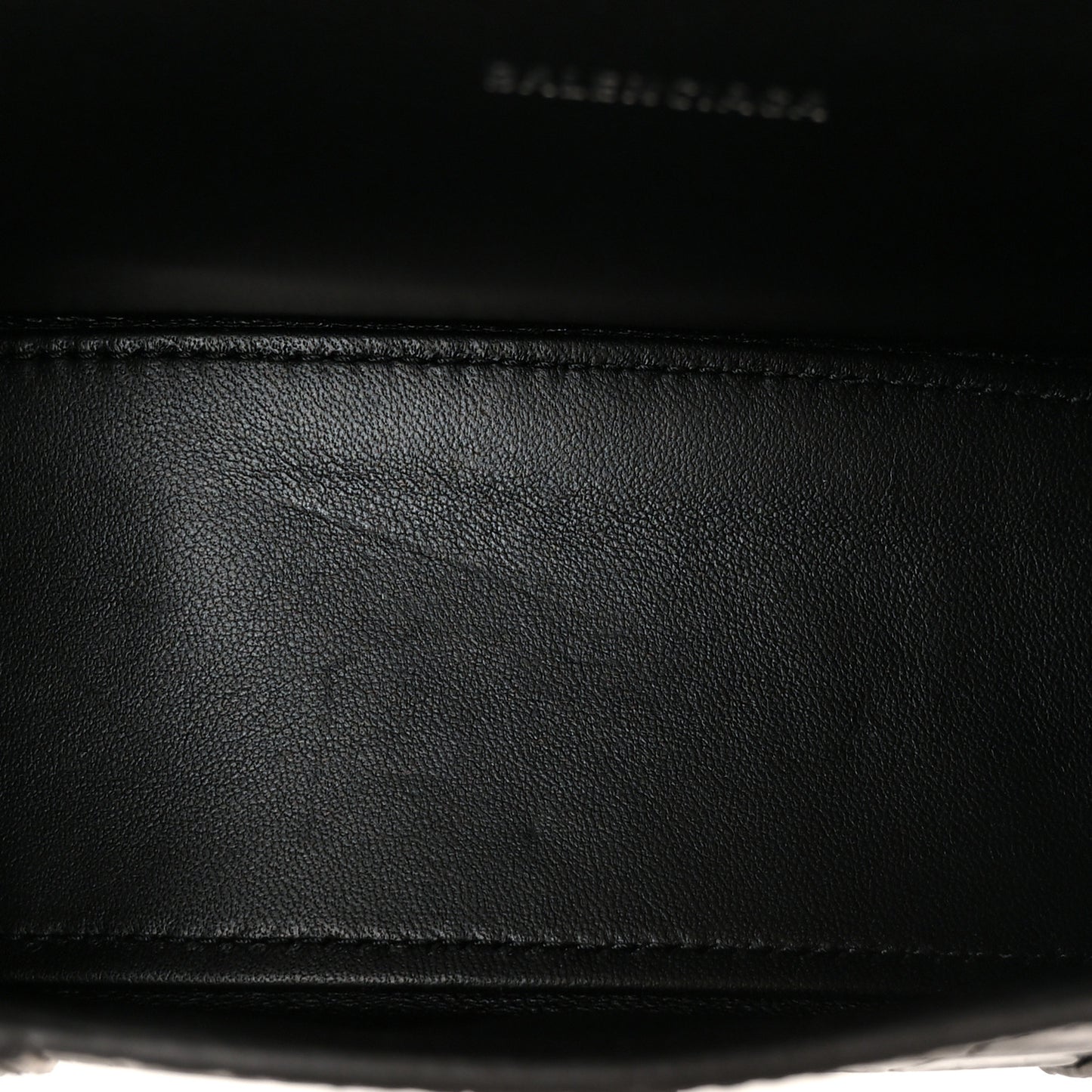 Shiny Calfskin Monochrome Crocodile Embossed Hourglass Top Handle Bag XS Black