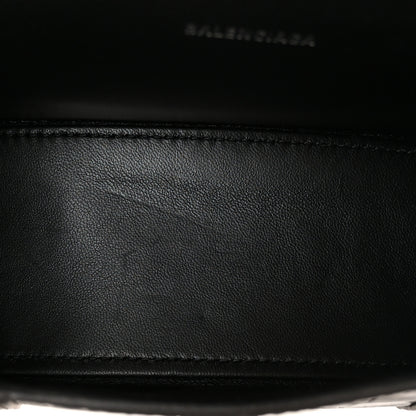 Balenciaga Shiny Calfskin Monochrome Crocodile Embossed Hourglass Top Handle Bag XS Black 5 of 11