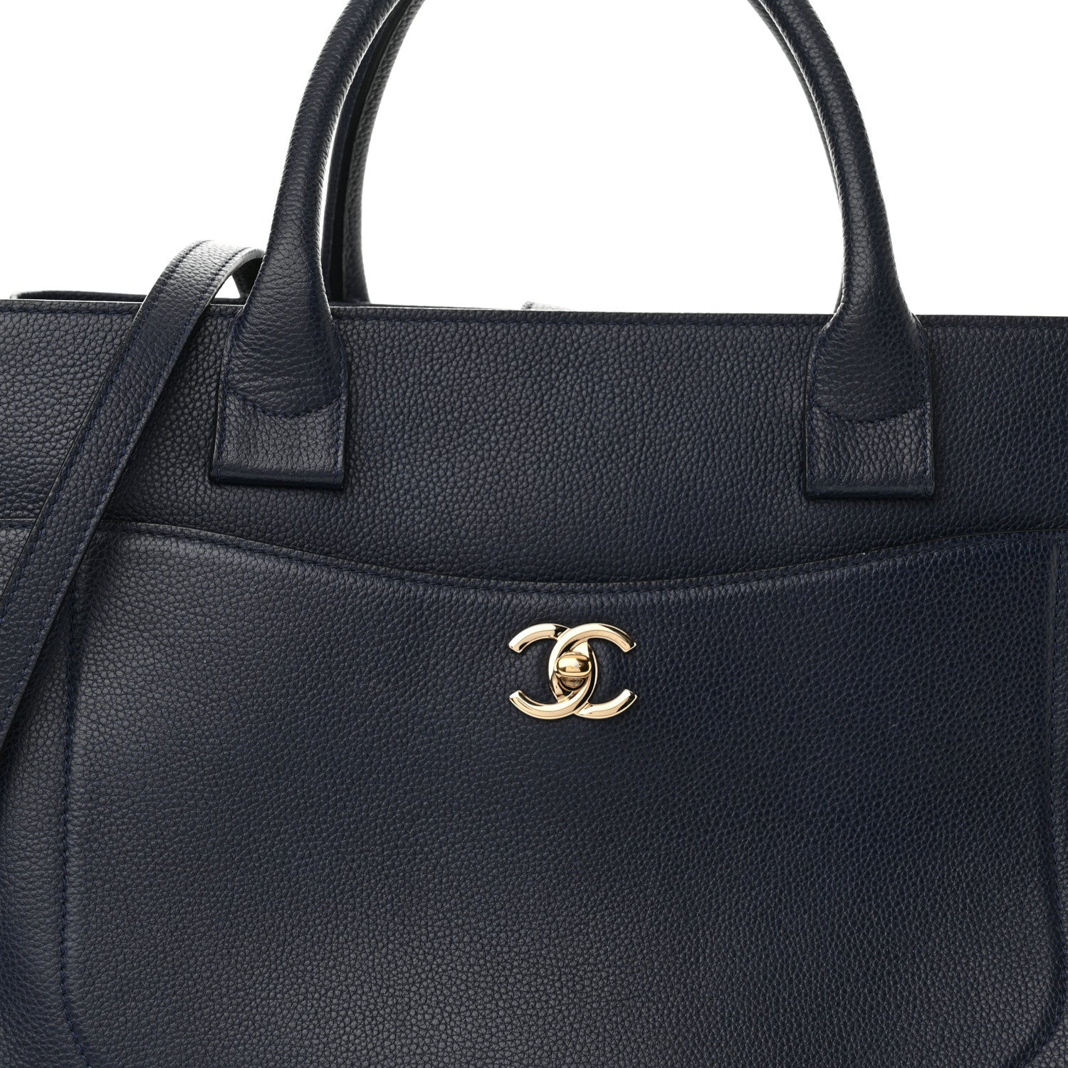 Chanel Grained Calfskin Medium Neo Executive Shopper Tote Dark Blue 8 of 16