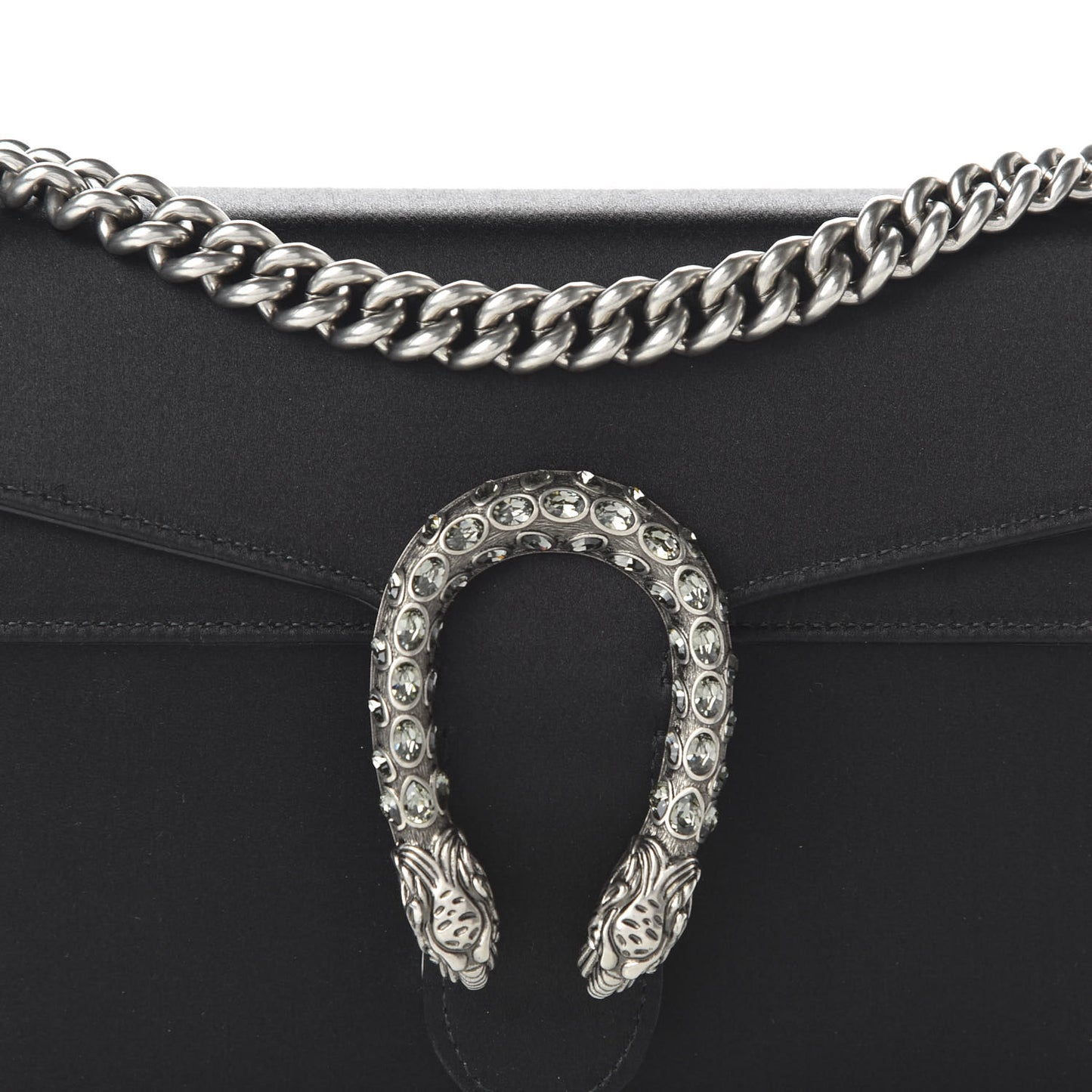 Satin Silk Crystal Small Dionysus Shoulder Bag Black Black Diamond