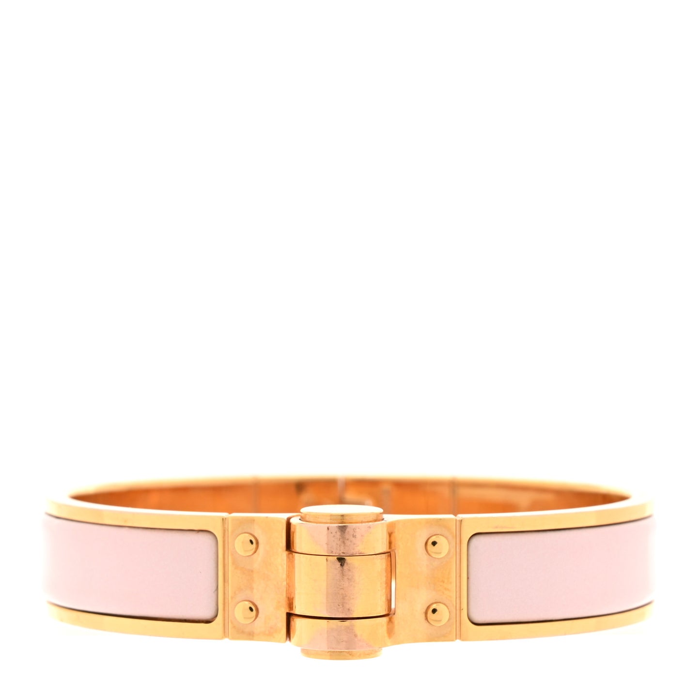Enamel Charniere Uni Narrow Hinged Bracelet S Rose Candeur