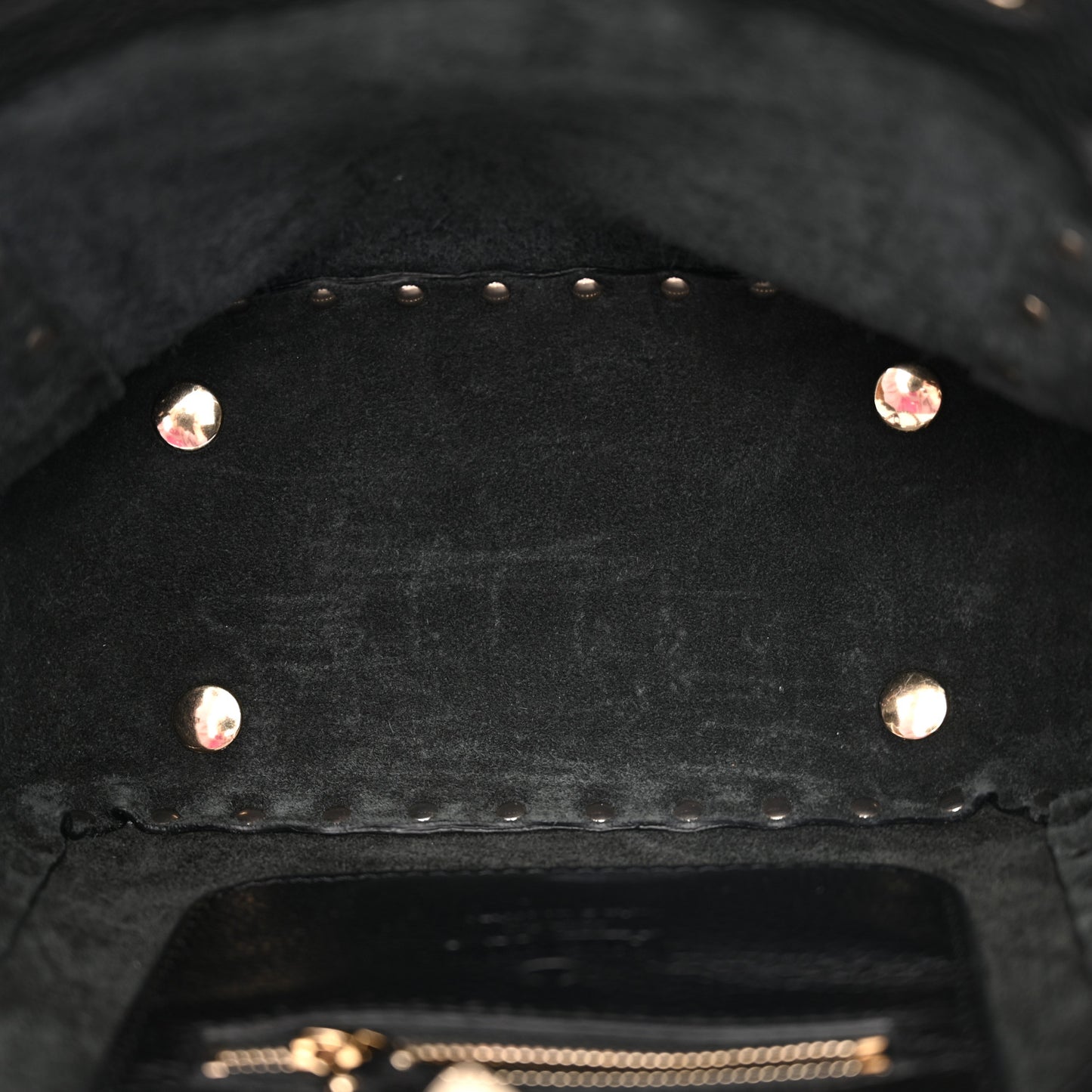 Pebbled Calfskin Mini Rockstud Tote Black
