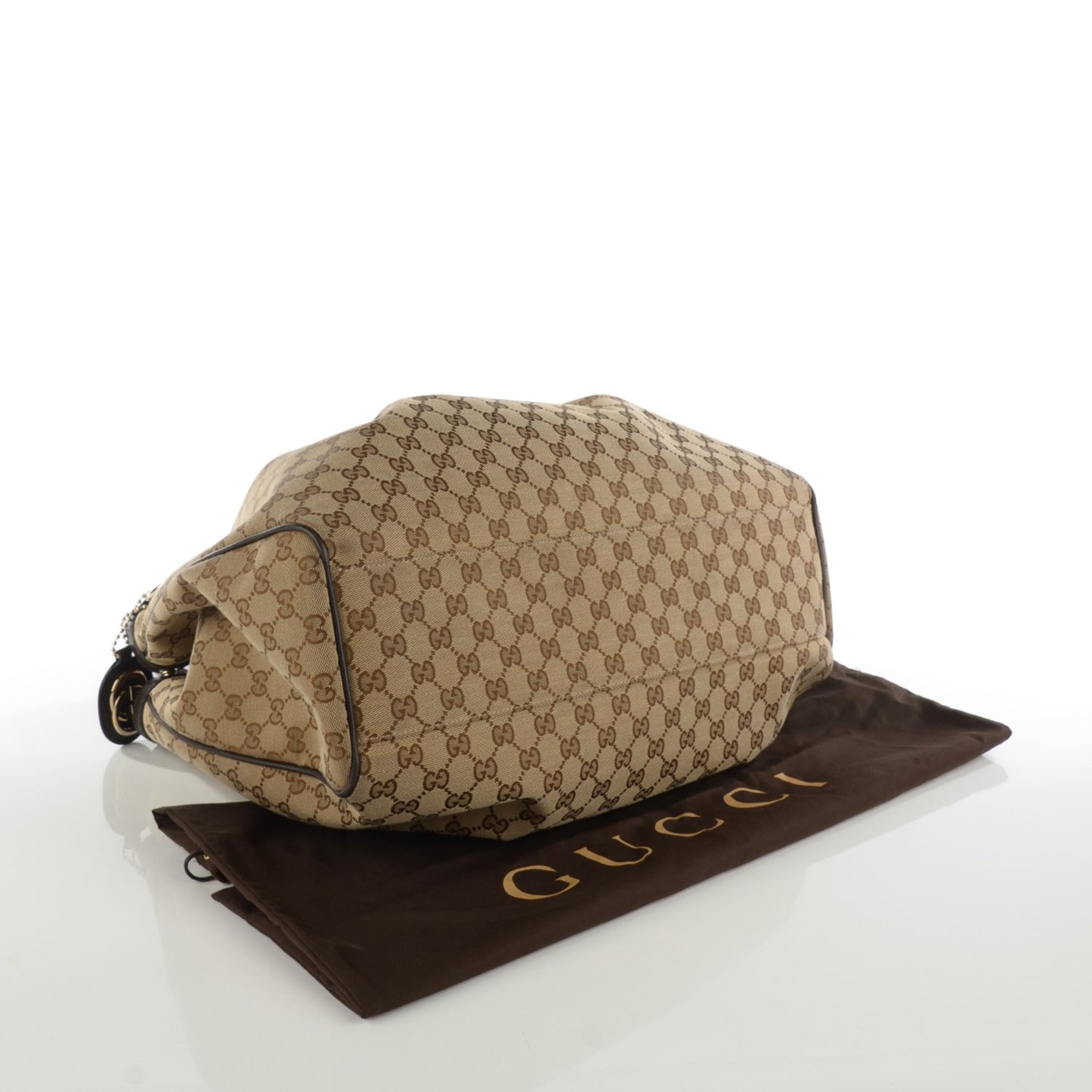 Monogram Dollar Calfskin Large Sukey Tote Beige Ebony Testa di Moro