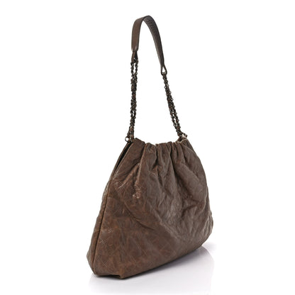 Chanel Distressed Glazed Caviar Quilted Large Elastic Tote Brown 2 of 13