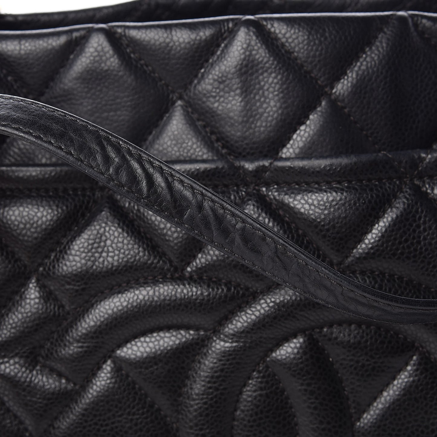 Caviar Quilted Shopping Tote Black