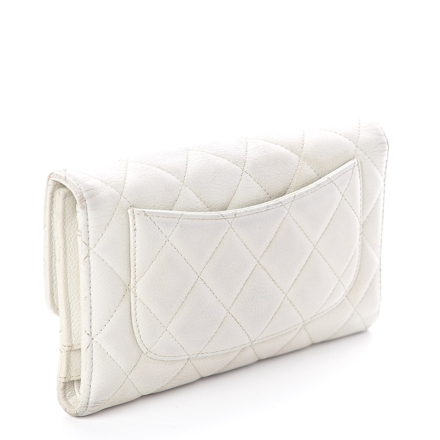 Caviar Quilted Large Flap Wallet White