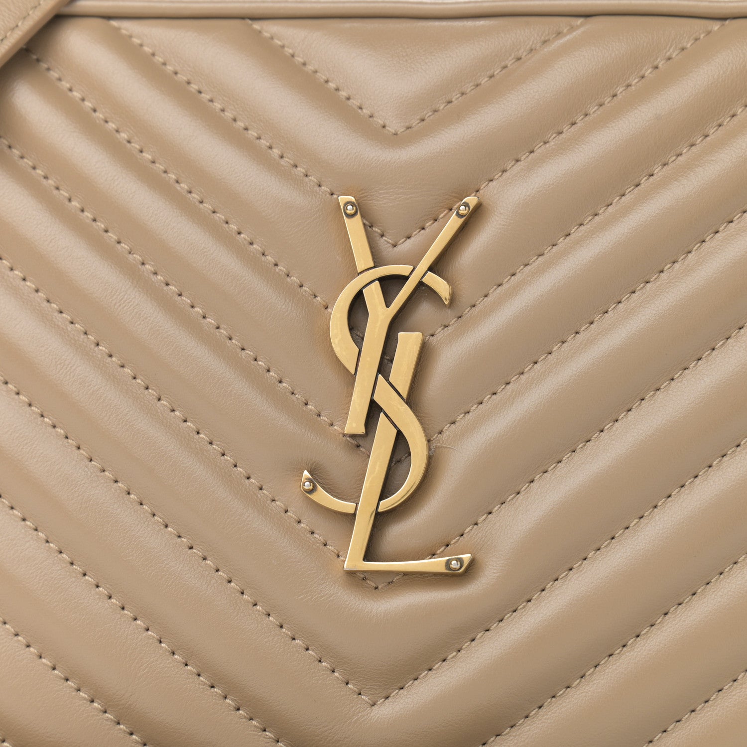 Saint Laurent Calfskin Matelasse Monogram Lou Camera Bag Dark Latte 8 of 11