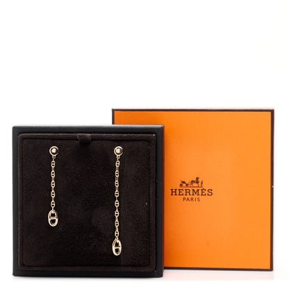 Hermes 18K Rose Gold Diamond TPM Farandole Drop Earrings 5 of 5