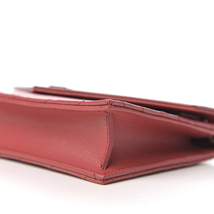 Saint Laurent Grain De Poudre Matelasse Chevron Monogram Envelope Chain Wallet Blush Fonce 8 of 9
