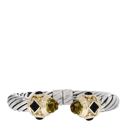 David Yurman Sterling Silver 14K Yellow Gold Citrine Iolite Garnet 10mm Cable Renaissance Bracelet 1 of 3