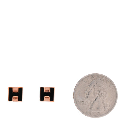 Hermes Rose Gold Lacquered Cage d'H Earrings Black 2 of 5