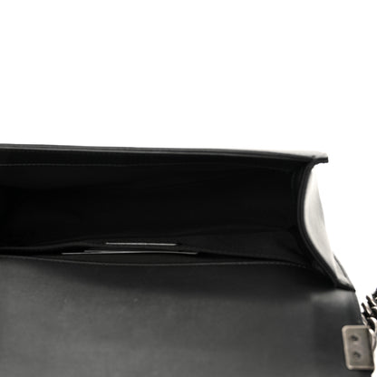 Chanel Calfskin Pleated Medium Boy In Rome Flap Black White 5 of 11