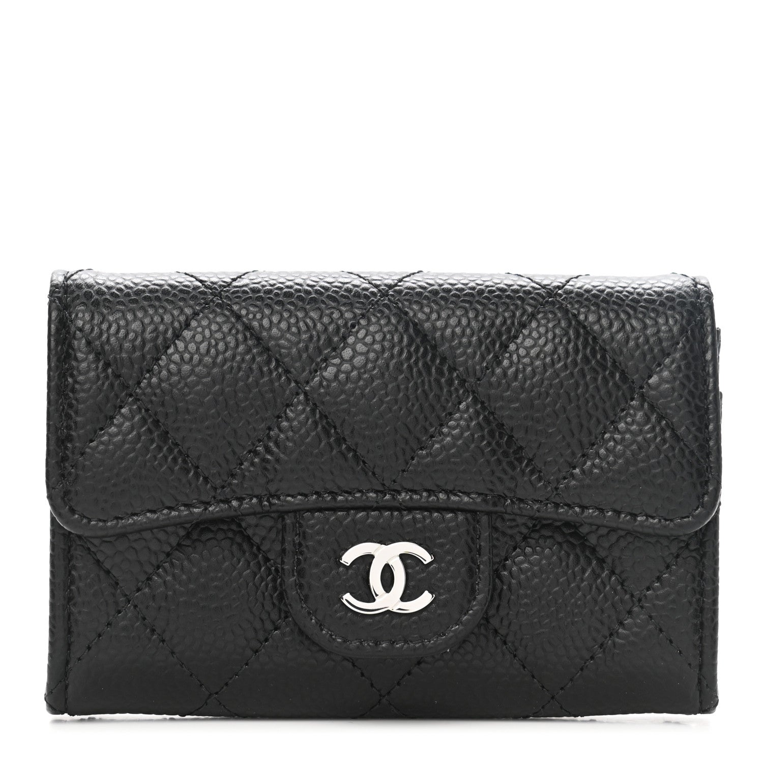 Chanel Caviar Quilted Flap Card Holder Wallet Black 1 of 9
