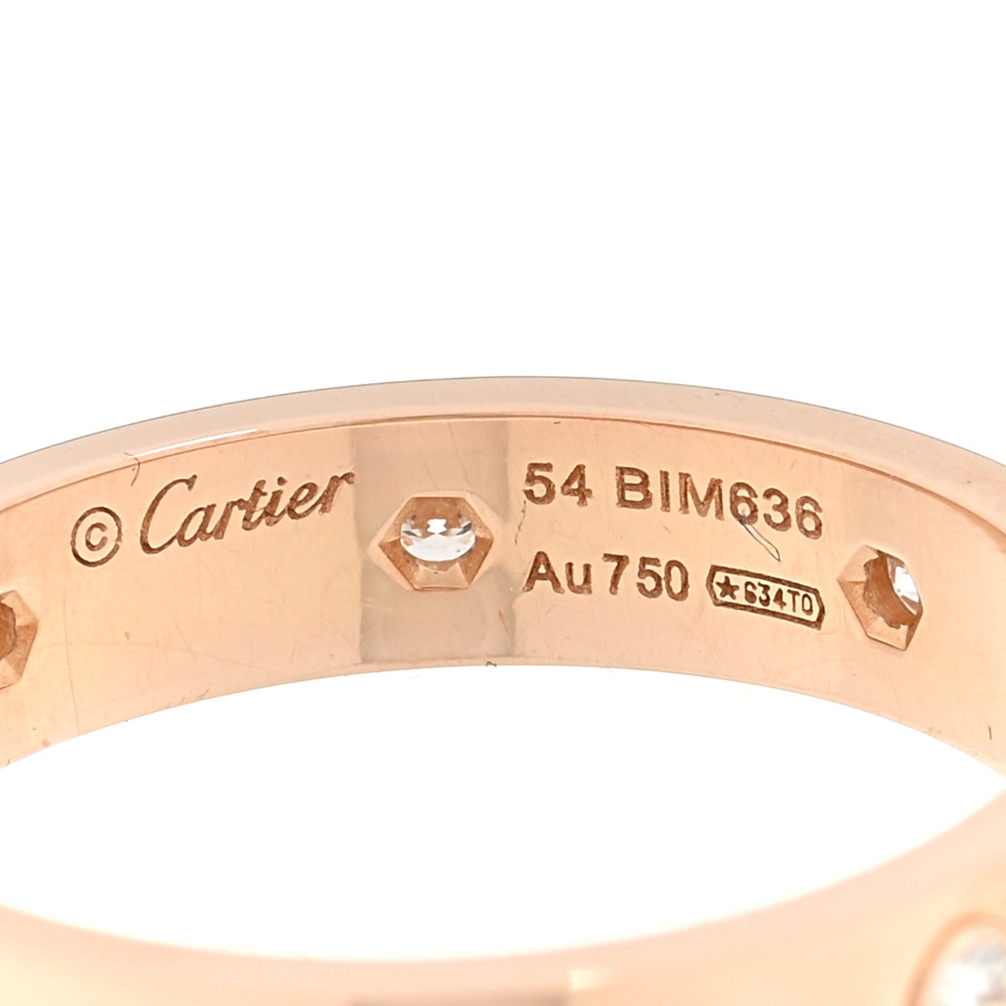 18K Pink Gold 8 Diamond 4mm LOVE Wedding Band Ring 54 7