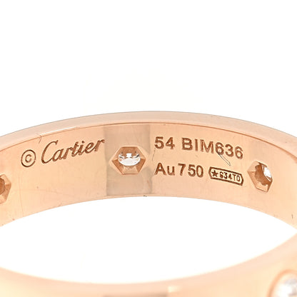 Cartier 18K Pink Gold 8 Diamond 4mm LOVE Wedding Band Ring 54 7 4 of 5