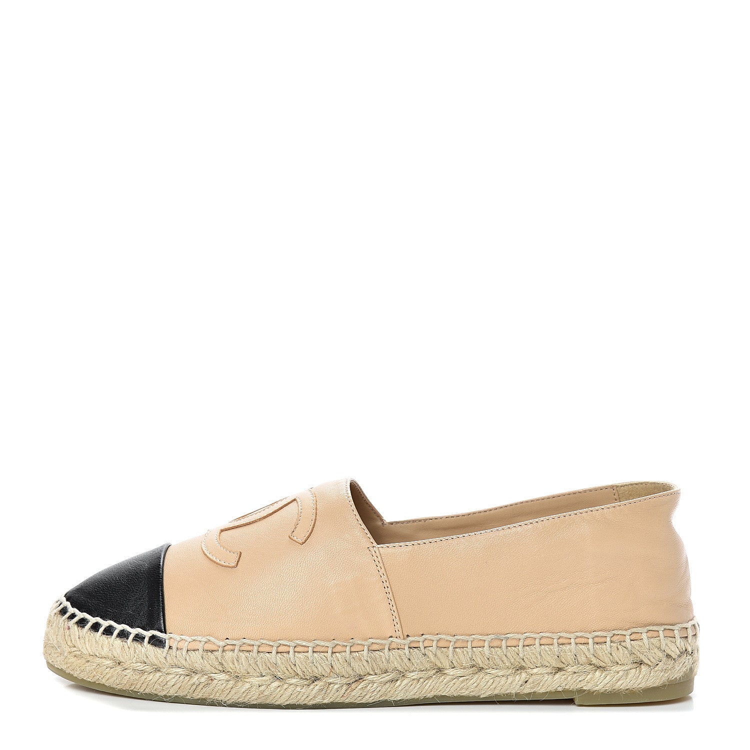 Chanel Lambskin CC Espadrilles 39 Beige Black 1 of 11