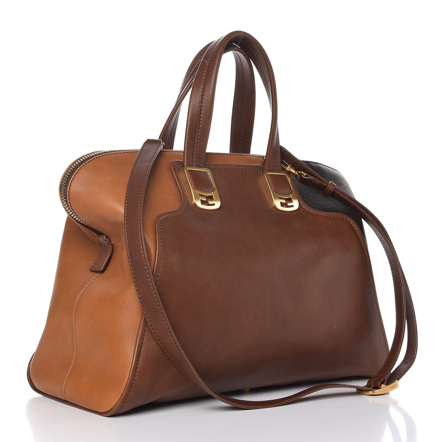 Capra Vitello Saddle Colorblock Large Chameleon Tote Moro Biscotto