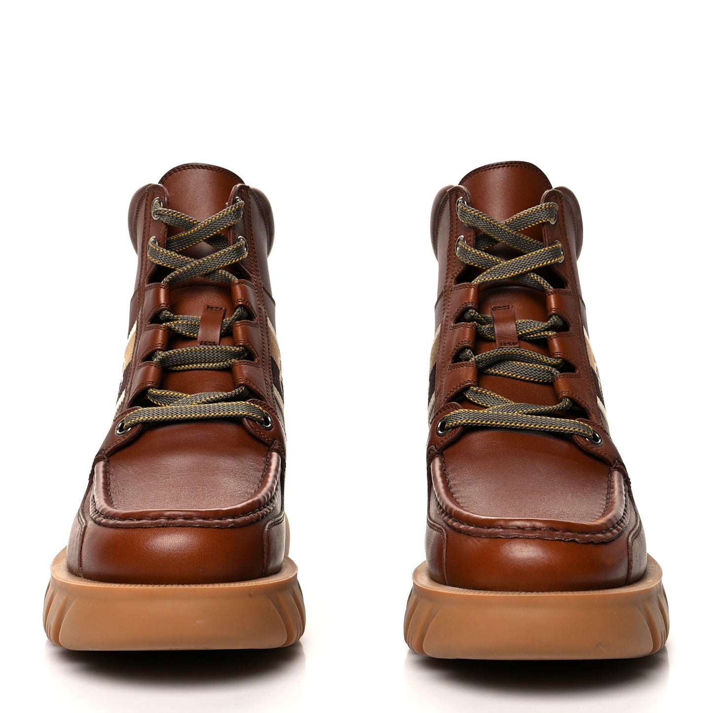 Quebec Calfskin Web Mens Interlocking G Lace Up Combat Boots 8.5 Cuir Mystic White Ebony Beige