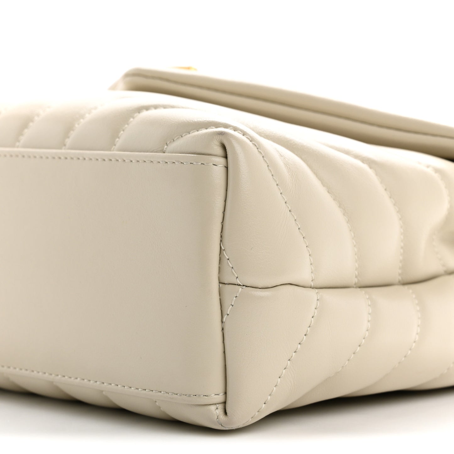 Calfskin Y Quilted Monogram Small Loulou Chain Satchel Crema Soft