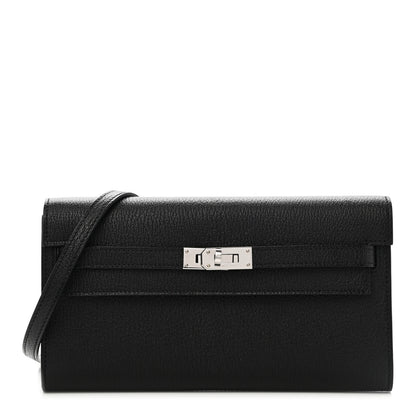 Hermes Chevre Mysore Kelly Wallet To Go Black 1 of 9