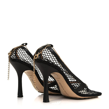 Bottega Veneta Mesh Calfskin Chain Stretch Pumps 38 Black 4 of 9