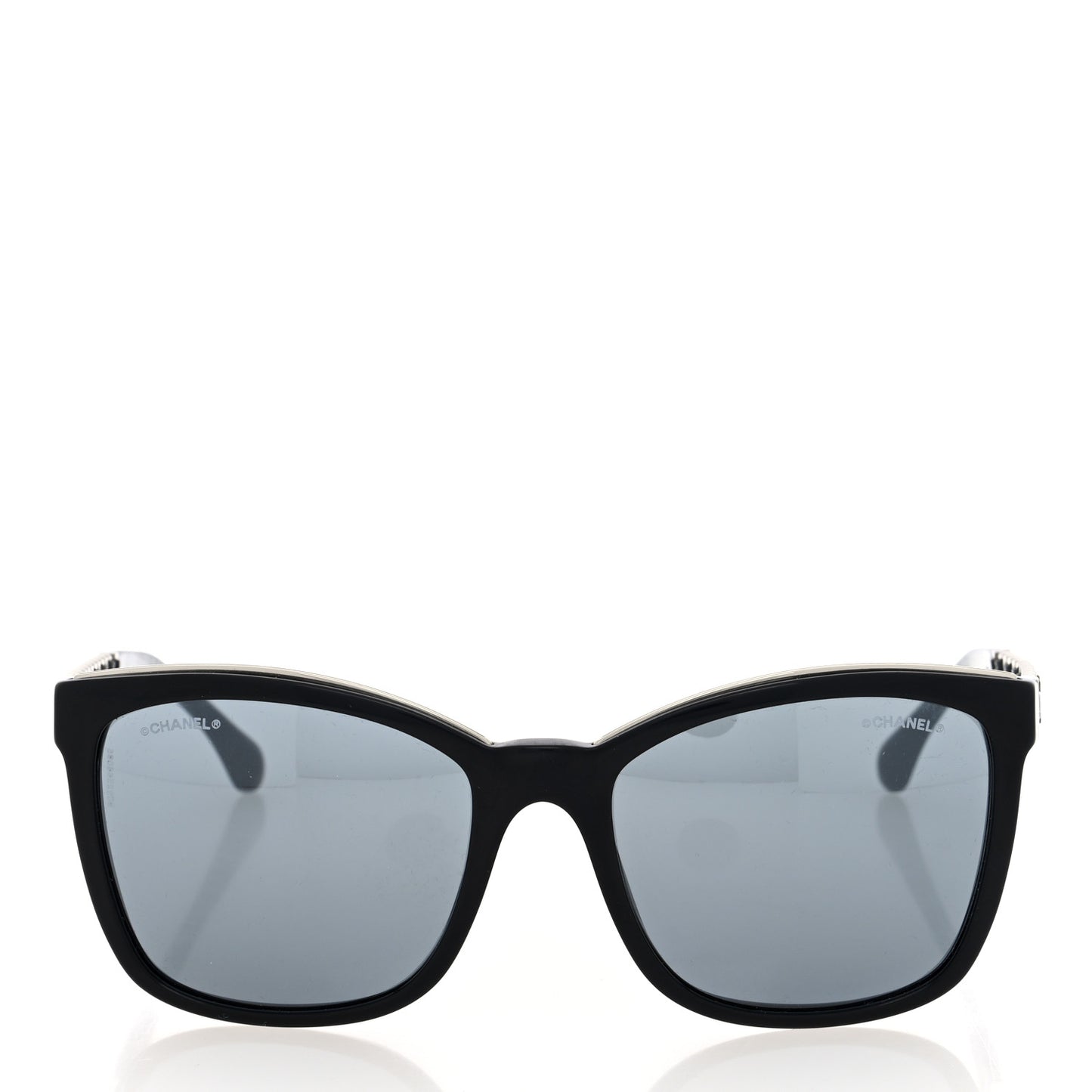 Calfskin Square Chain Sunglasses 5360-Q Black