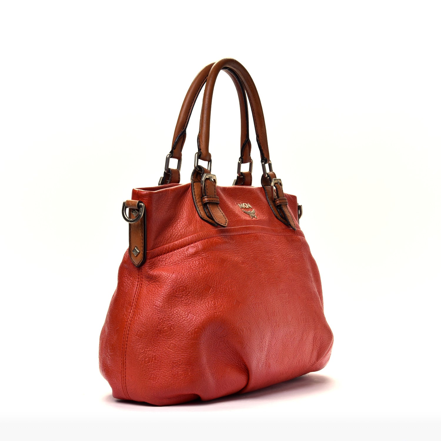 MCM Calfskin Ottomar Monogram Tote Orange 2 of 7
