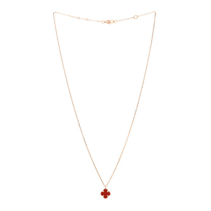 Van Cleef & Arpels 18K Rose Gold Carnelian Sweet Alhambra Pendant Necklace 3 of 4