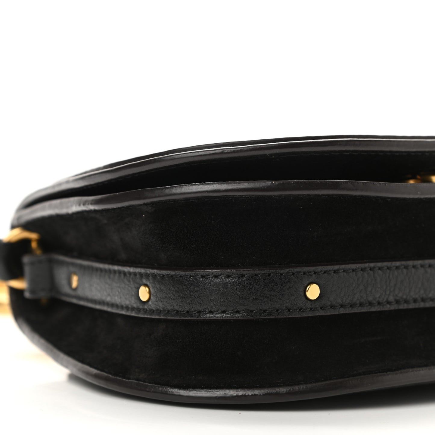Calfskin Suede Small Nile Bracelet Bag Black