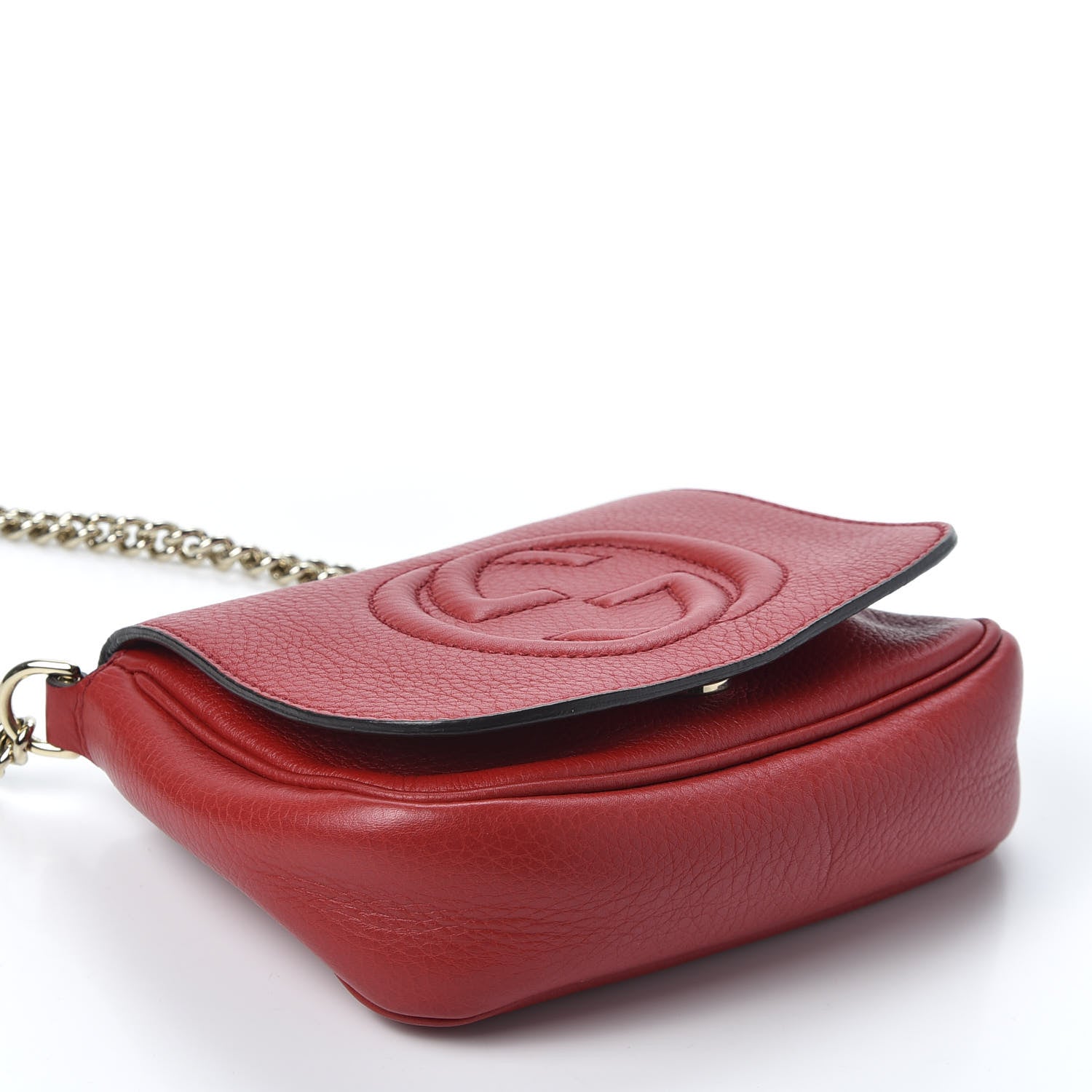 Gucci Pebbled Calfskin Small Soho Flap Crossbody Red 3 of 9