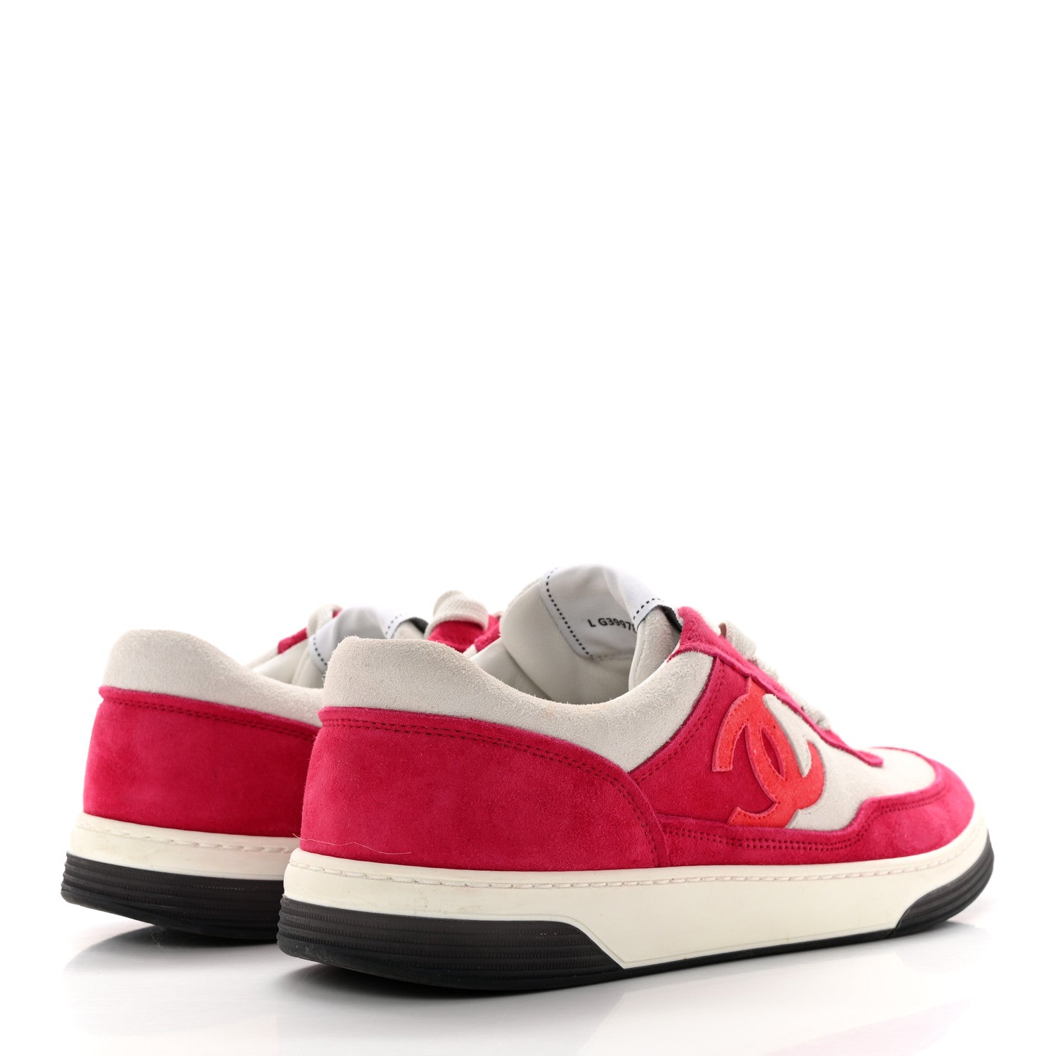 Chanel Suede Kidskin Womens CC Sneakers 40.5 White Fuchsia 4 of 11