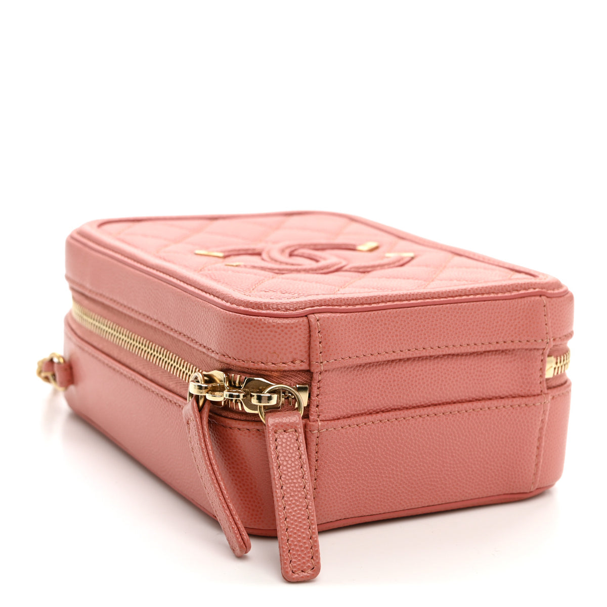 Chanel Caviar Quilted CC North South Filigree Vanity Case Pink 4 of 11