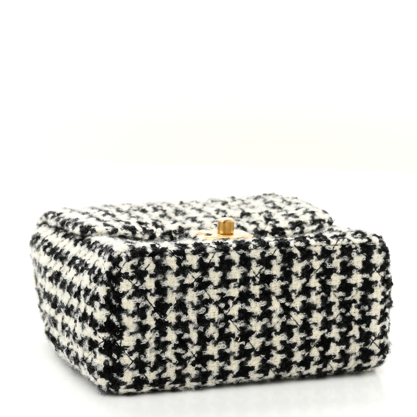 Tweed Houndstooth Mini Square Flap Black White