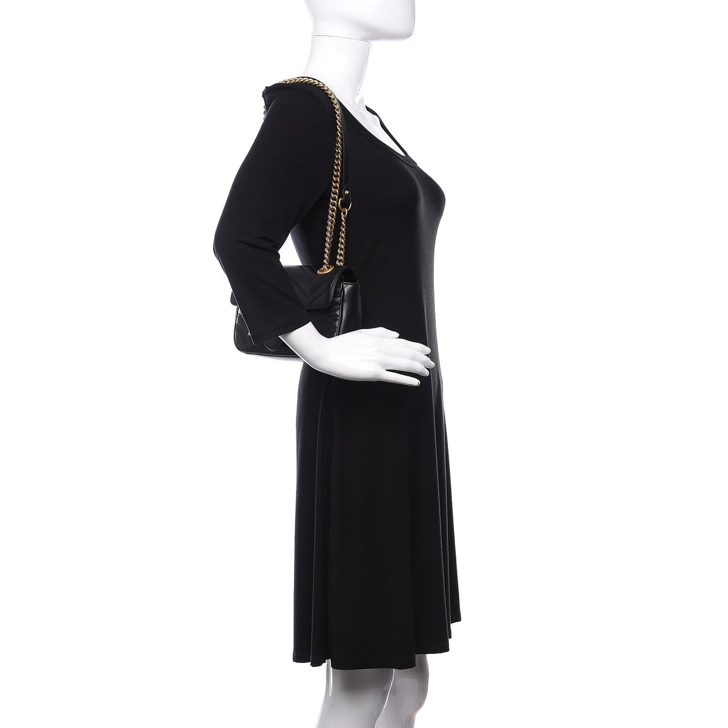 Calfskin Matelasse Mini GG Marmont Shoulder Bag Black