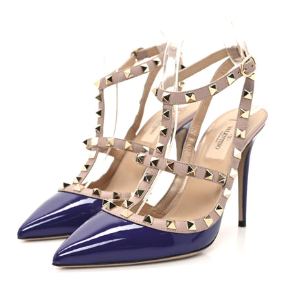 Valentino Garavani Patent Nappa Rockstud Ankle Strap 100mm Pumps 38 Purple Poudre 4 of 9
