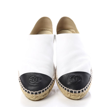 Chanel Grained Calfskin CC Espadrilles 40 White Black 5 of 10
