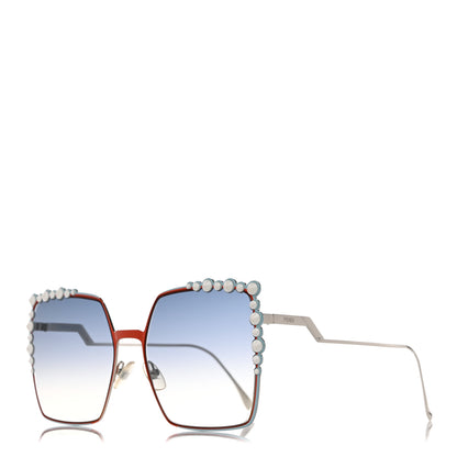 Fendi Metal Dots Square Sunglasses FF 0259/S Red 1 of 8