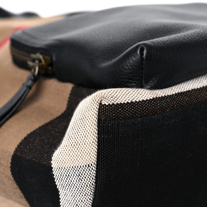 Burberry Mega Check Calfskin Abbeydale Simple Backpack Black Camel 7 of 11