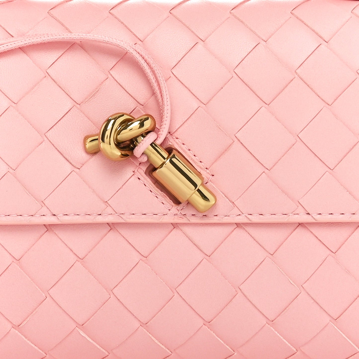 Nappa Intrecciato Long Andiamo Top Handle Clutch Rose