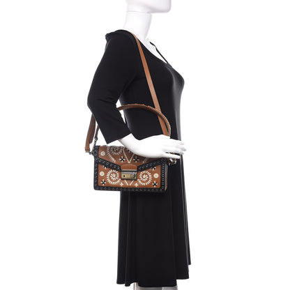 Prada Saffiano Embroidered Pattina Sound Shoulder Bag Caramel 2 of 8