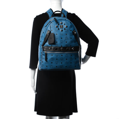 MCM Visetos Studded Medium Dual Stark Backpack Munich Blue 2 of 9