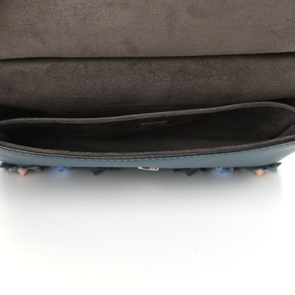 Fendi Vitello Dolce Crystal Flowerland Bi-Color Micro Double Baguette Pavone Ardesia 4 of 4