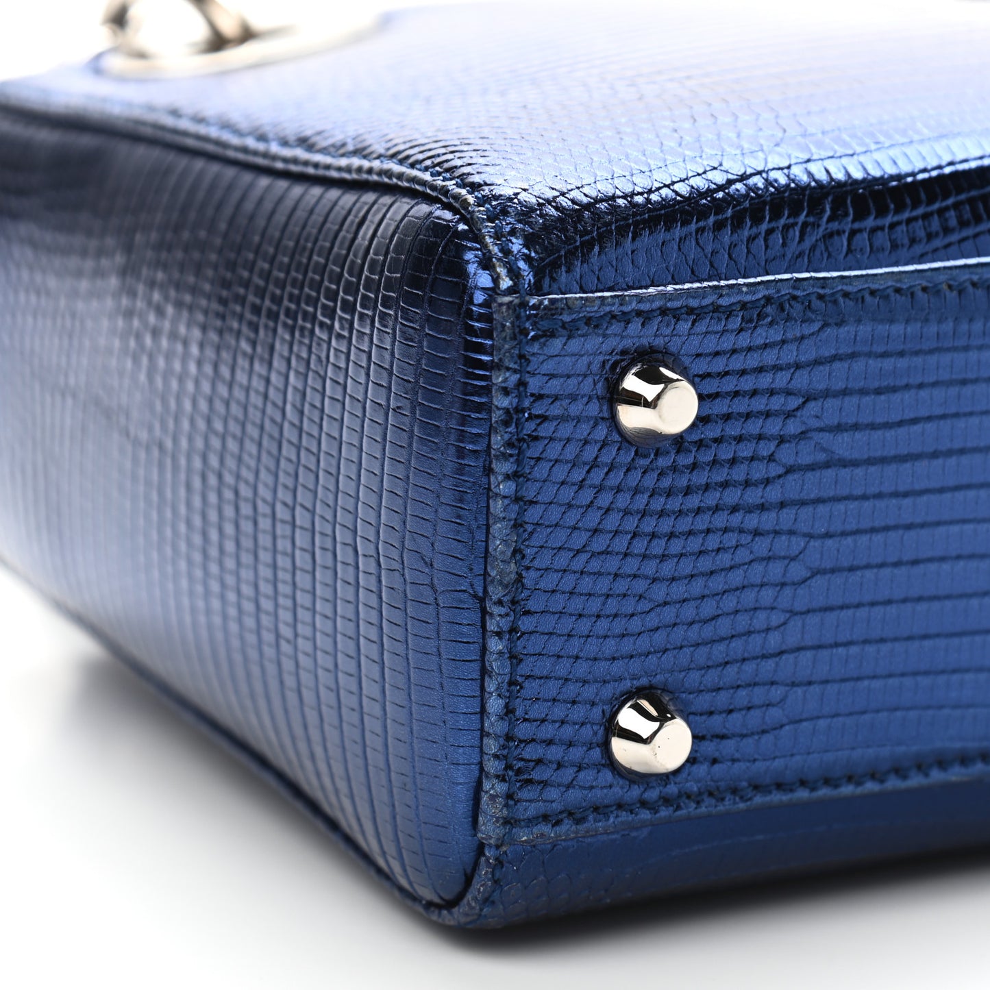 Metallic Lizard Mini Lady Dior Blue
