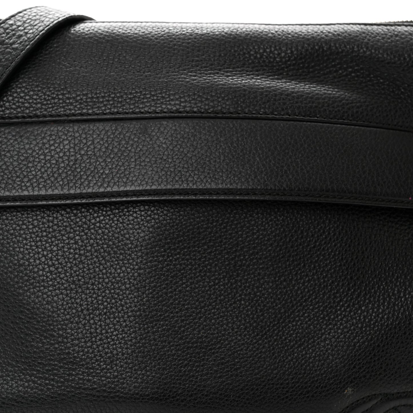 Pebbled Calfskin Medium Soho Messenger Bag Black