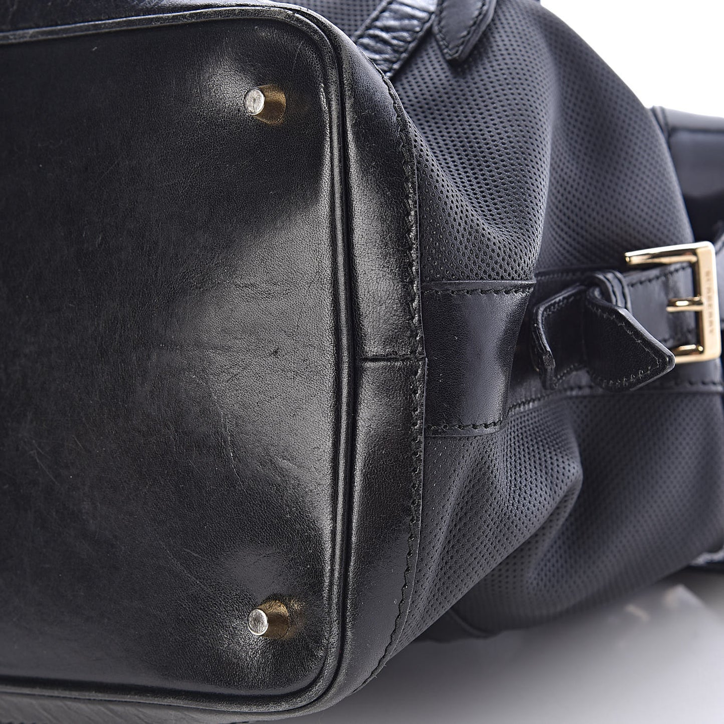 Calfskin Perforated Ellers Satchel Black