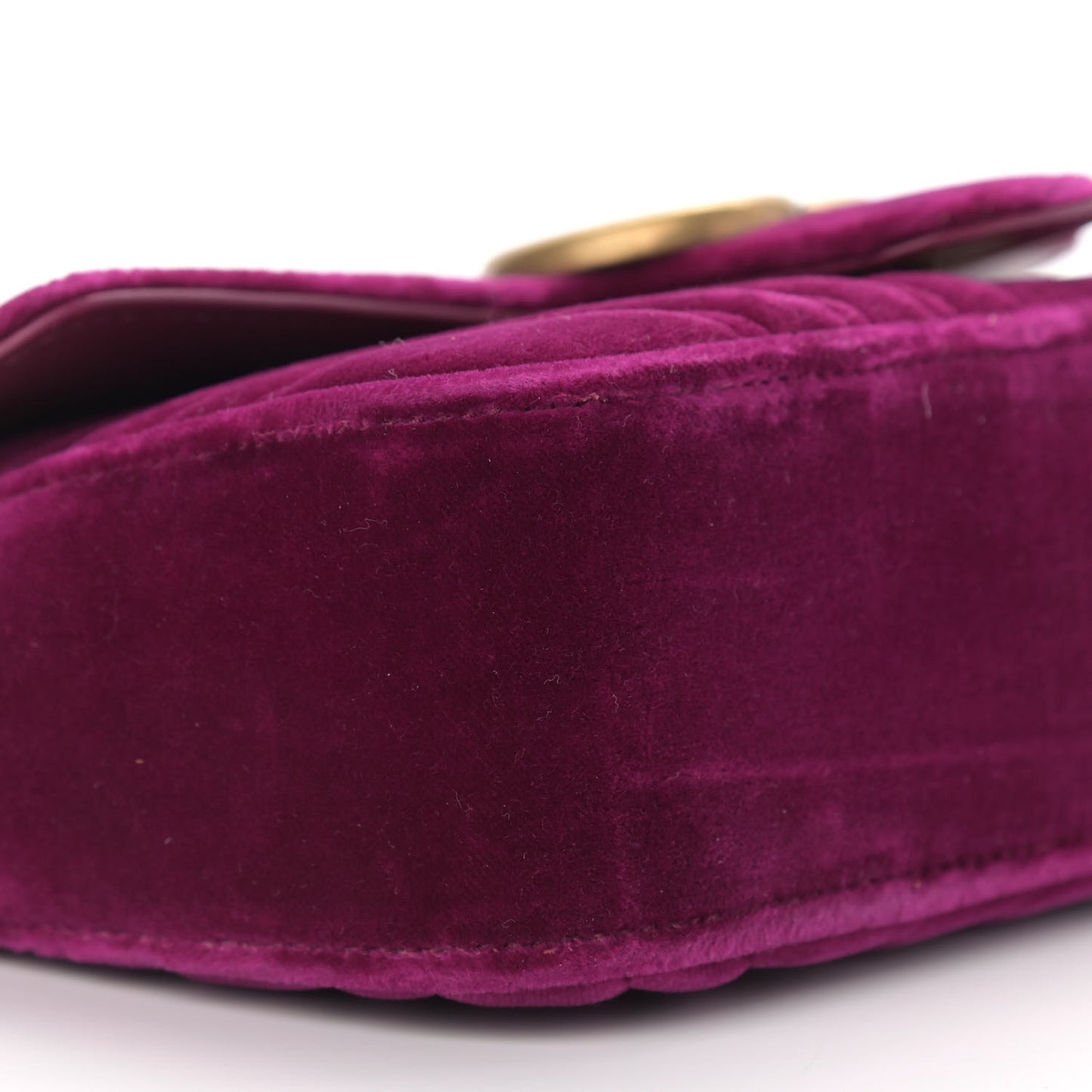Velvet Matelasse Mini GG Marmont Shoulder Bag Fuchsia Violet Cyclamen