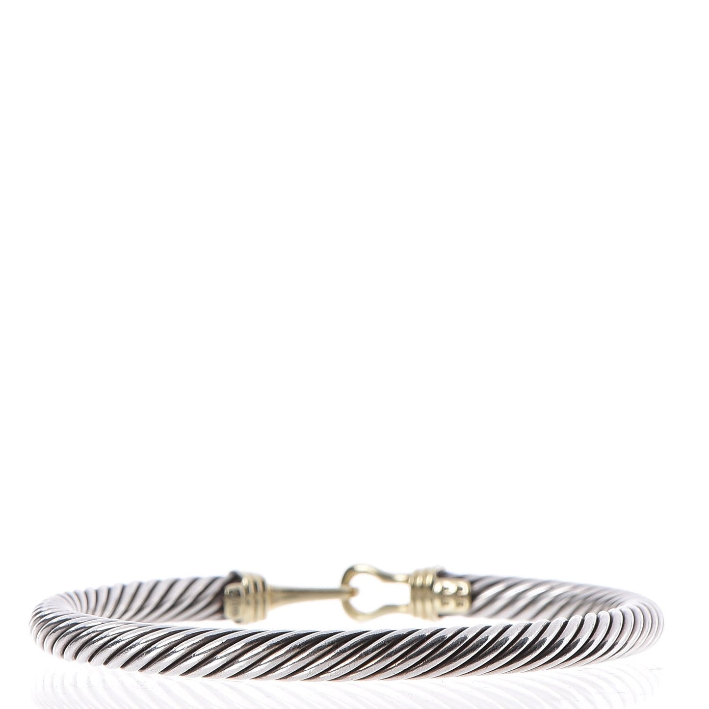 Sterling Silver 14K Yellow Gold 5mm Cable Classic Buckle Bracelet