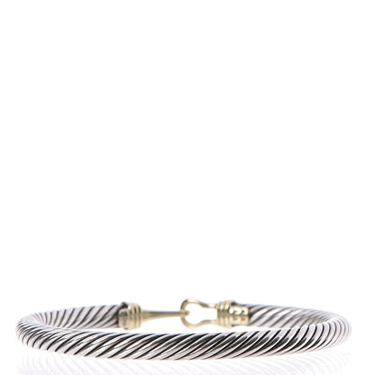 David Yurman Sterling Silver 14K Yellow Gold 5mm Cable Classic Buckle Bracelet 3 of 5