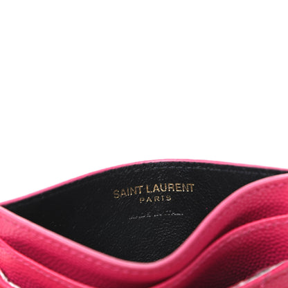 Saint Laurent Grain De Poudre Matelasse Chevron Monogram Credit Card Case Bubblegum 6 of 6